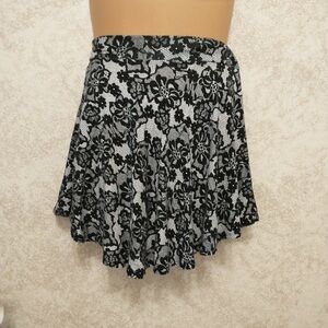 Elegant Floral Faux Lace Black Skirt